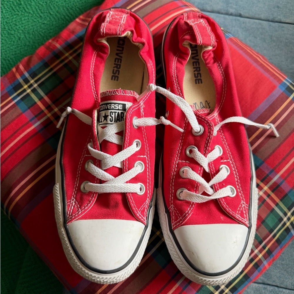 CONVERSE ALL-STAR Women’s Red Cotton Canvas Scrunch Back Low Top Sneakers - 9